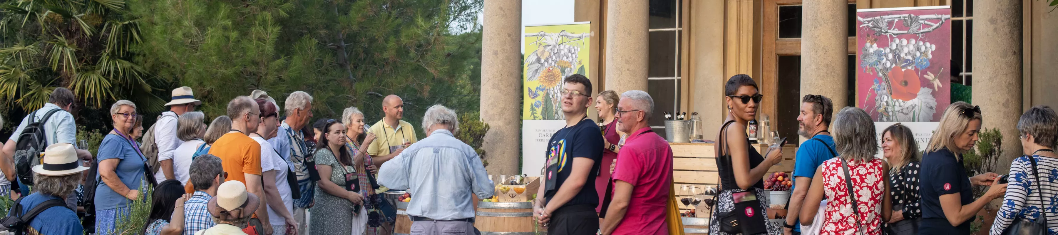 Wine walks © RBG Kew Wine tasting outside King William's Temple at Kew