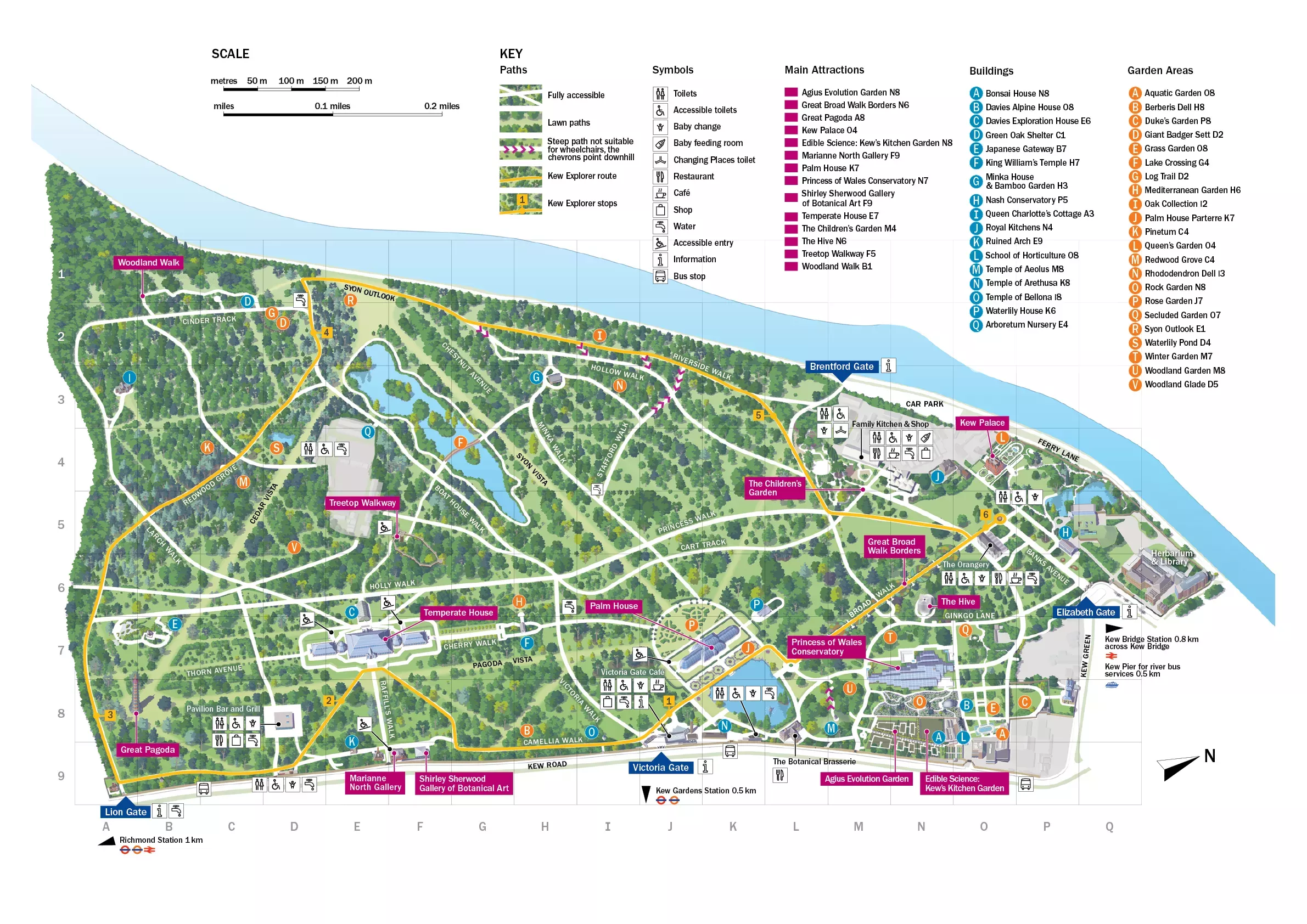 Map of Kew Gardens © RBG Kew Graphic of Kew Gardens with signs to various amenities