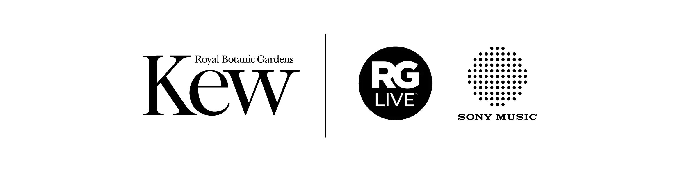 Kew, RG live and Sony Music logos Kew, RG live and Sony Music logos