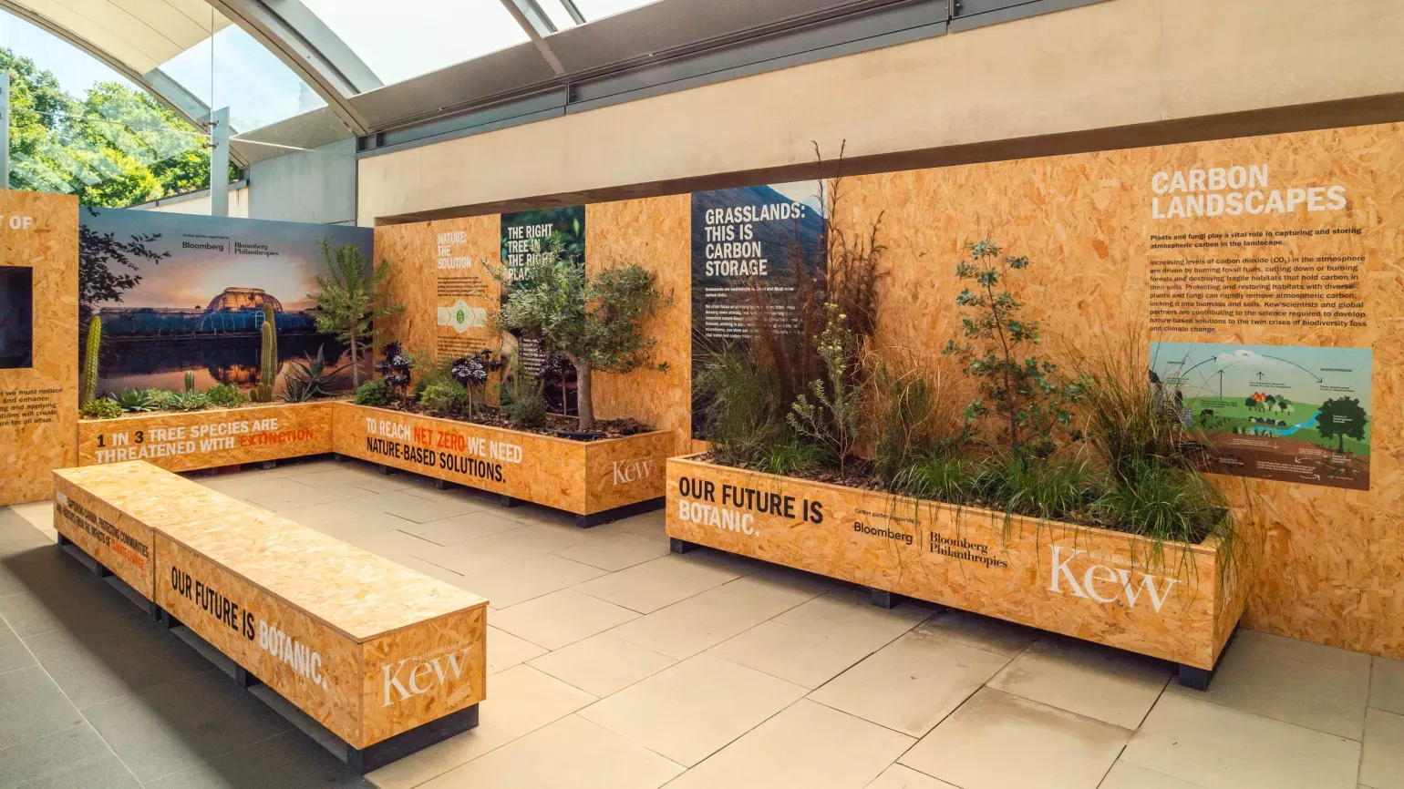 COP26 display at Wakehurst © RBG Kew Informative panels and plants at Wakehurst