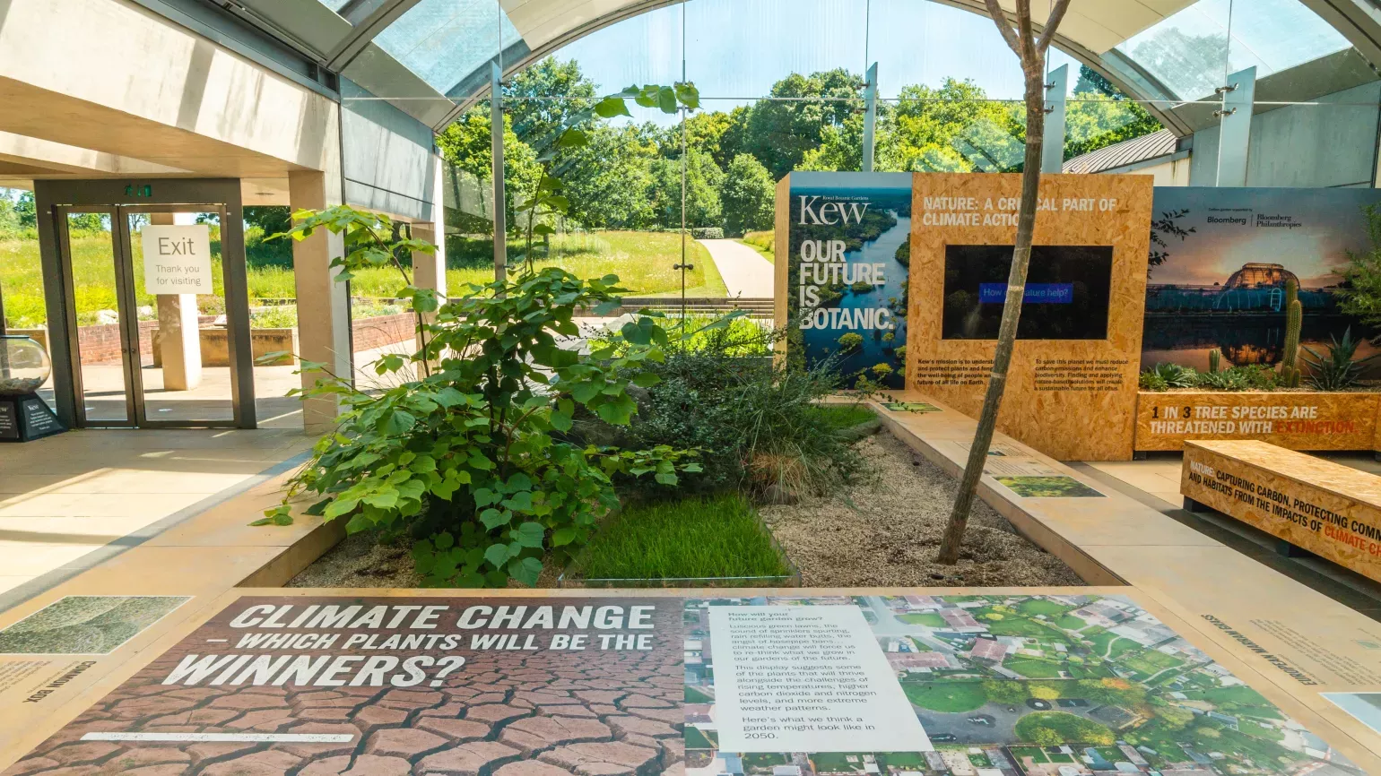 COP26 display at Wakehurst © RBG Kew Informative panels and plants at Wakehurst