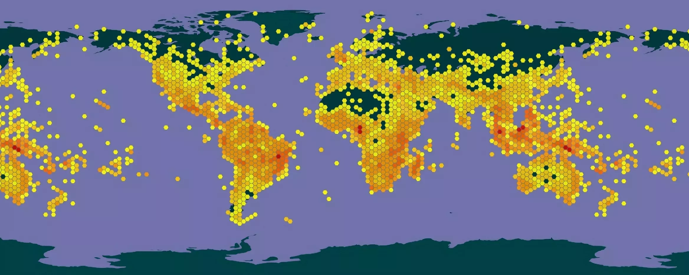 Graphic showing distribution of herbarium specimens Coloured graphic showing distribution of herbarium specimens