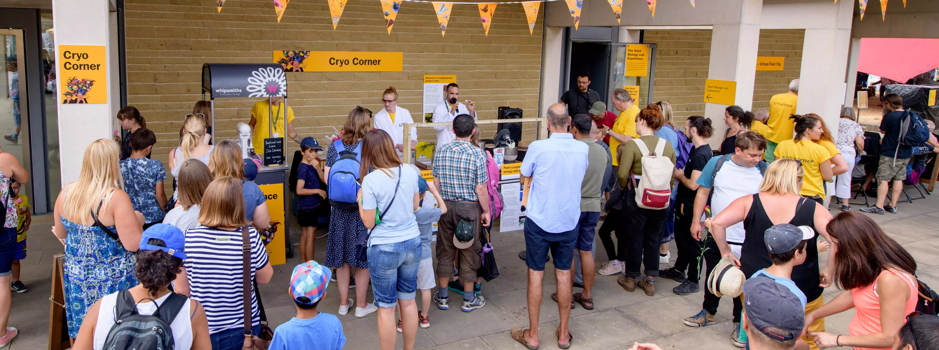 The Kew Science Festival Crowd standing around Cryo corner at Kew Science festival