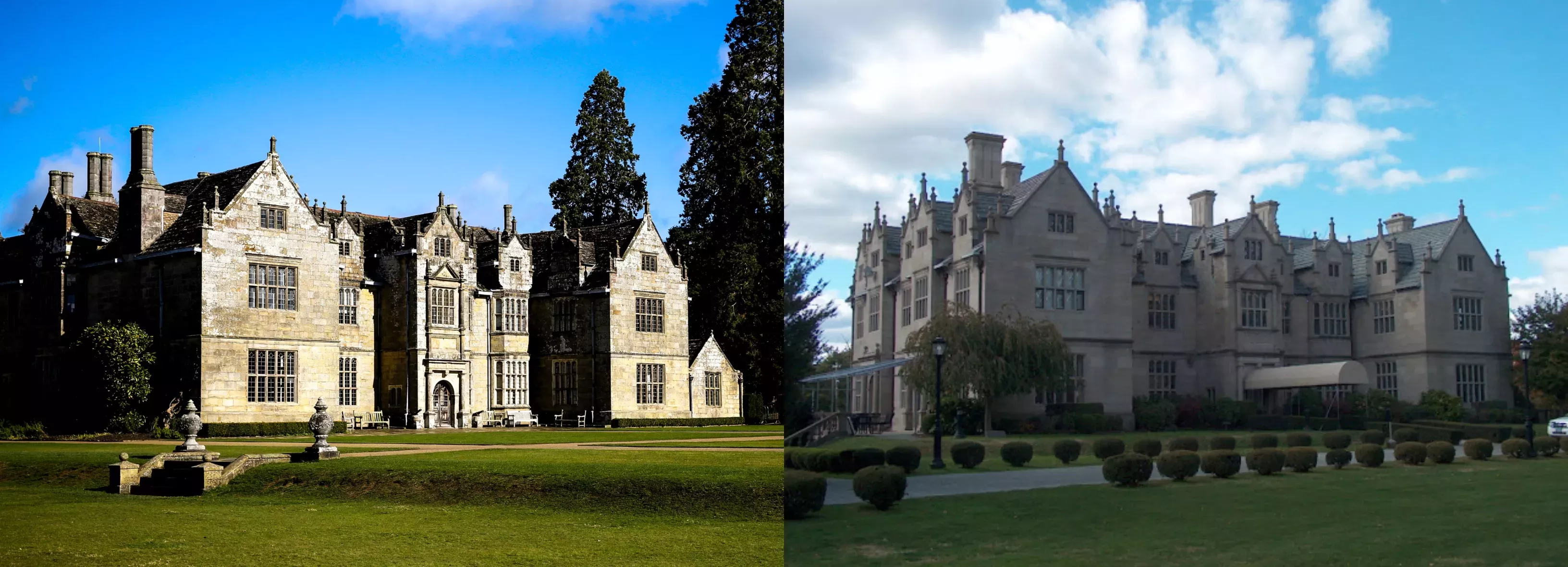 Left: Wakehurst Mansion in Sussex © Sophie Mitchell/SMP Photography. Right: Wakehurst in the USA Wakehurst Mansion in Sussex and in the USA